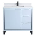thumbnail image 2 of Fine Fixtures Opulence Collection 36 in. W x 18 in. D x 33 in. H Bathroom Vanity in Pastel Blue with White Matte Sintered Stone Sink - Black hardware, 2 of 8