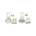thumbnail image 2 of Rovasas Baby Girl Birthday Set Letter Sleeveless Romper Leg Warmers Headband, 2 of 9