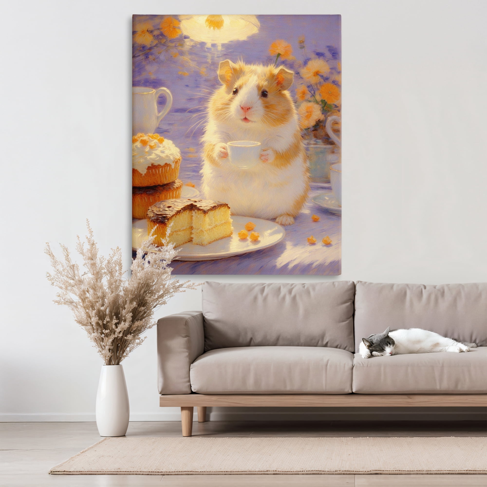 Stupell Industries Hamster Tea Party with Cake Canvas Wall Art, design by Angie Hawke
