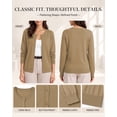thumbnail image 4 of QUALFORT Women's 100% Cotton Lightweight Button-Front Cardigan Sweater, Crew Neck Long Sleeve Knit, Khaki L, 4 of 8