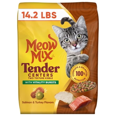 Meow Mix Tender Centers Vitality Bursts, Salmon & Turkey Flavor, Dry Cat Food, 14.2 lb. Bag