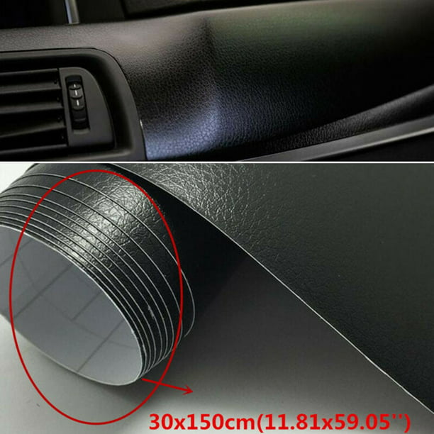 Voiture Noir Vinyle Wrap Autocollants De Voiture Intérieur Carrosserie En  Cuir Texture Décor 30x150cm 
