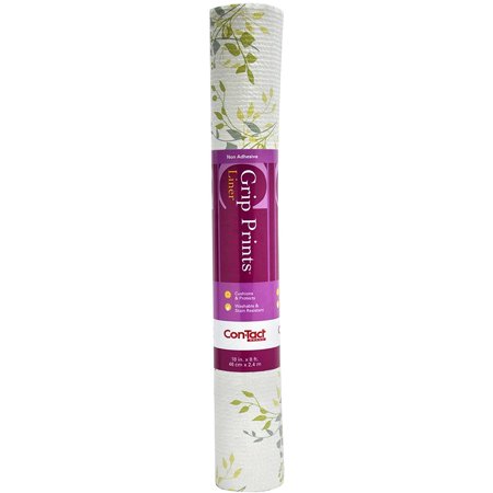 Con-Tact Grip Prints Drawer/Shelf Liner, 18" x 8' Roll, Aspen Aloe