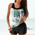 thumbnail image 2 of Amzcrzy Tankini Bathing Suits for Women Hawaii Floral Print Tummy Control Two Piece Swimsuits Blouson Retro Flower Leaf Swim Tank Top with Boy Shorts, 2 of 6