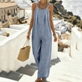 thumbnail image 5 of FchengtaiS Striped Sleeveless Jumpsuit for Women Loose Wide Leg Rompers Summer Casual Vacation Boho Overall, 5 of 6