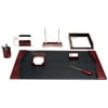 Burgundy Contemporary Leather 8-Piece Desk Set