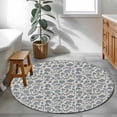 thumbnail image 4 of Round Area Rug 3.3 Ft, Light Blue Floral Washable Non-Slip Circle Carpet for Living Room/Bedroom, Rustic Vintage Flowers Botanical Spring Low-Profile Small Kitchen Mats Collection Rugs for Indoor, 4 of 7