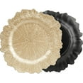 thumbnail image 2 of Lot de 12 Assiettes de Charge Dorées, Assiettes Rondes en Plastique de 12,7 Pouces pour Récif avec Motif de Récif de Flore pour Décoration de Mariage, Souper et Fête, 2 of 7