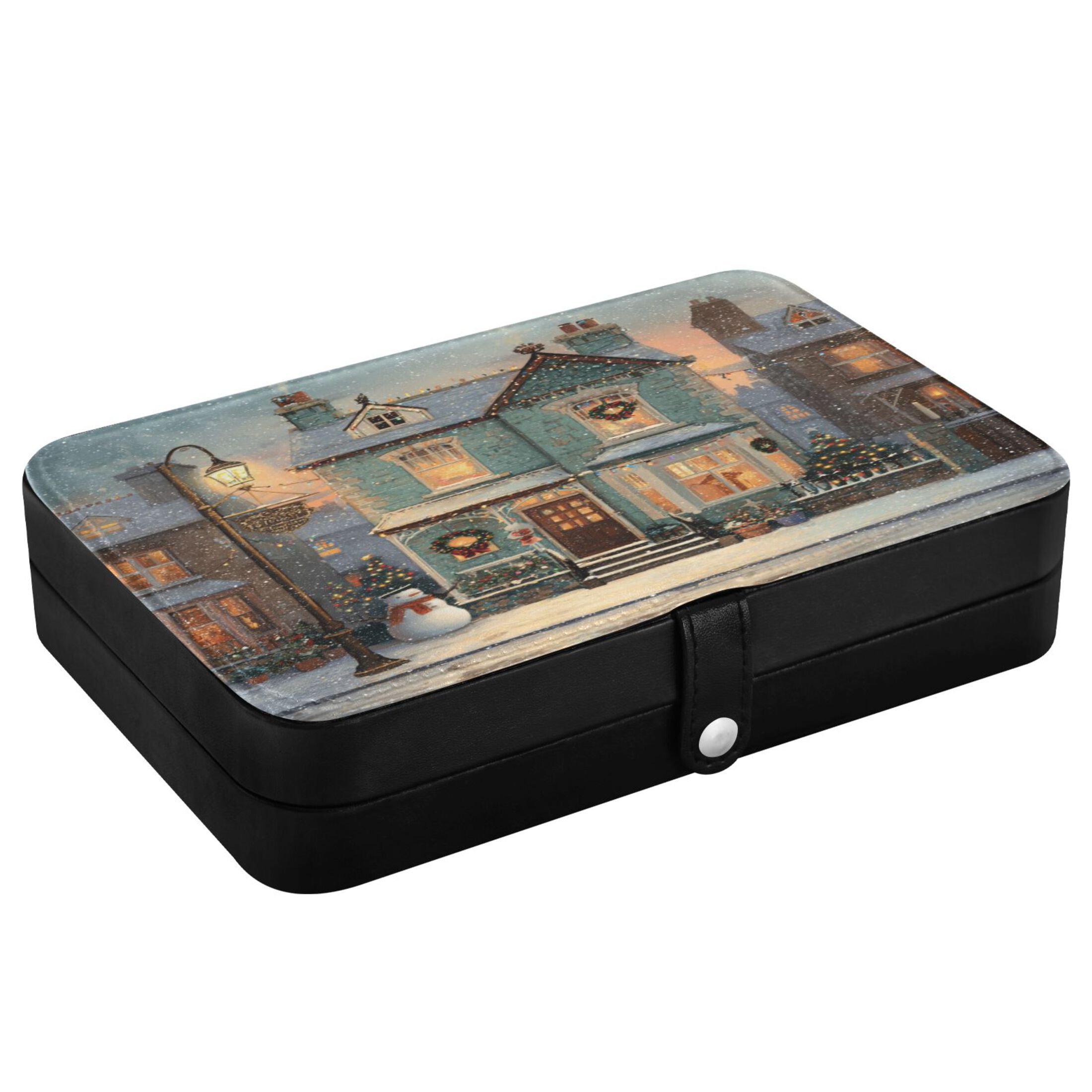 Leather Jewelry Box Rectangular 8.27x5.5x1.78In Travel Jewelry Storage Earrings Necklace Bracelet Watch Brooch Storage Beautiful Christmas House