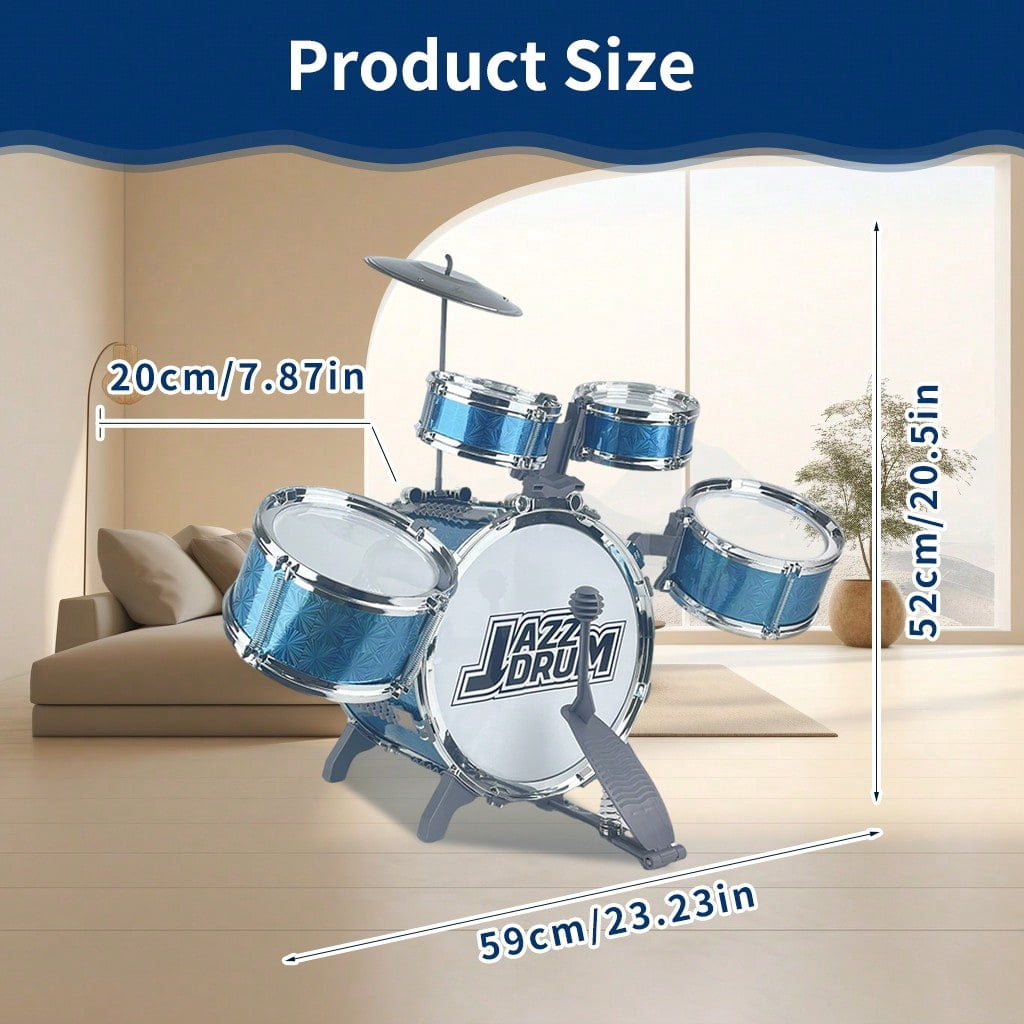 Felizhus kids drum set with stool and pedal - beginner jazz drum kit for boys and girls ages 3-8 - musical toy for birthday, christmas or children's day