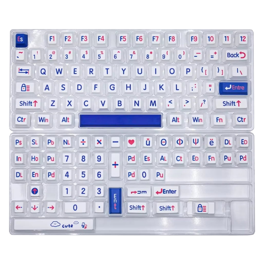 Kleins Blue Keycap Set 125key PBT Customed Big Letter Keyboards Caps Original Profile Gaming KeyCap for Mechanical Keyboards