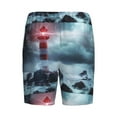 thumbnail image 2 of Lsque Lighthouse in a Stormy Sea Mens Sleep Pajama Shorts,Short Pajama Pants, Cotton Ultra-Soft Knit-Small, 2 of 9