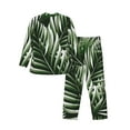 thumbnail image 2 of Bingfone Men'S Pajama Set 2 Piece Loungewear Pjs, Long Sleeve With Pajama Pants-Tropical Palm Leaves1, 2 of 9