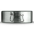 thumbnail image 2 of Tungsten Deer Staring Doe Love Engraved Band Ring 8mm Men Women Comfort Fit Brushed Gray Flat Cut Black Polished, 2 of 4
