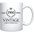 thumbnail image 2 of Crown Vintage 1960 Aged To Perfection Ceramic Coffee Mug Birthday Gift For Him Her Sixty (1960, White), 2 of 6