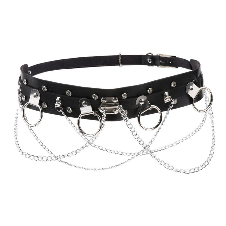 Gothic Leather Waist Belt Body Chain Adjustable Waist Strap Gothic Leather Waist Belt Body Chain Adjustable Waist Strap