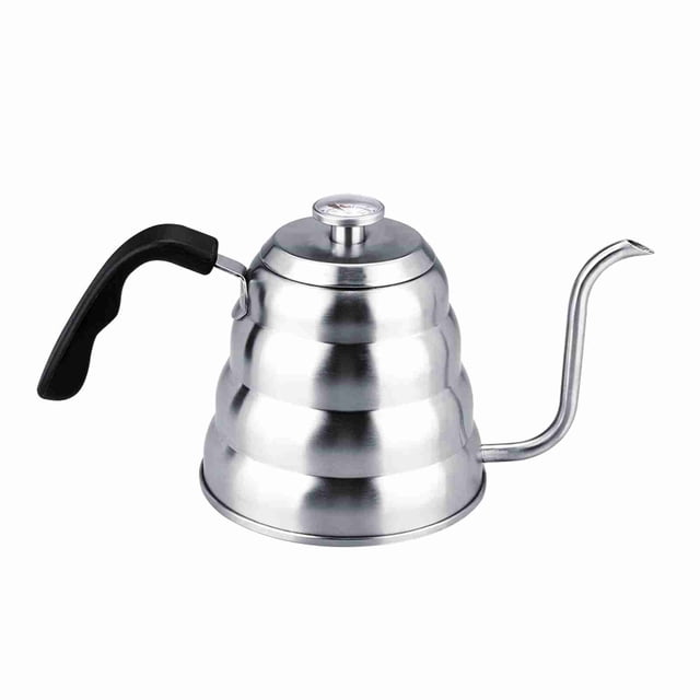 Tetera de cuello de cisne de acero inoxidable 304 con termómetro para café (1,2 L)