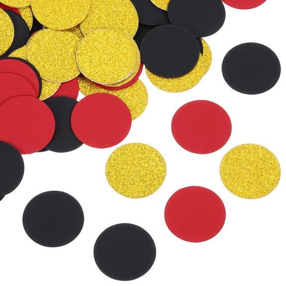 200Pcs Round Confetti Glitter Confetti Table Decor,1.2x1.2Inch,Gold, Red, Black