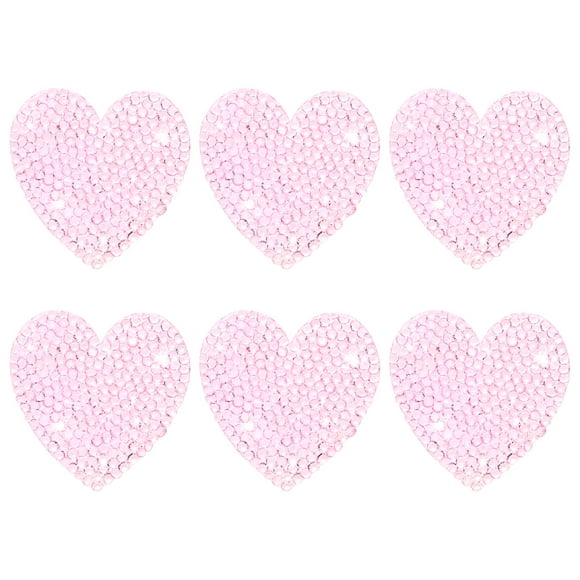 Uxcell 6-Pack Parches de Corazón de Strass para Planchar 4.5cm Rosa Claro Apliques Adhesivos Brillantes para DIY/Ropa/Zapatos/Bolsas