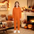 thumbnail image 5 of WAYUTE Girl's Halloween Long Sleeve Zip Up Hooded Jumpsuits Solid Color Soft Breathable Straight Leg Romper for Toddler Kids Festival Party,Orange,Size 6 Y-7 Y, 5 of 7