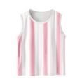 thumbnail image 2 of BRGZLK Toddler Kids Tank Top Boys Girls Summer Fashion Cute Stripe Print Round Neck Vest Soft Comfort Sleeveless inner Camisole Pink 8-9 Years, 2 of 6
