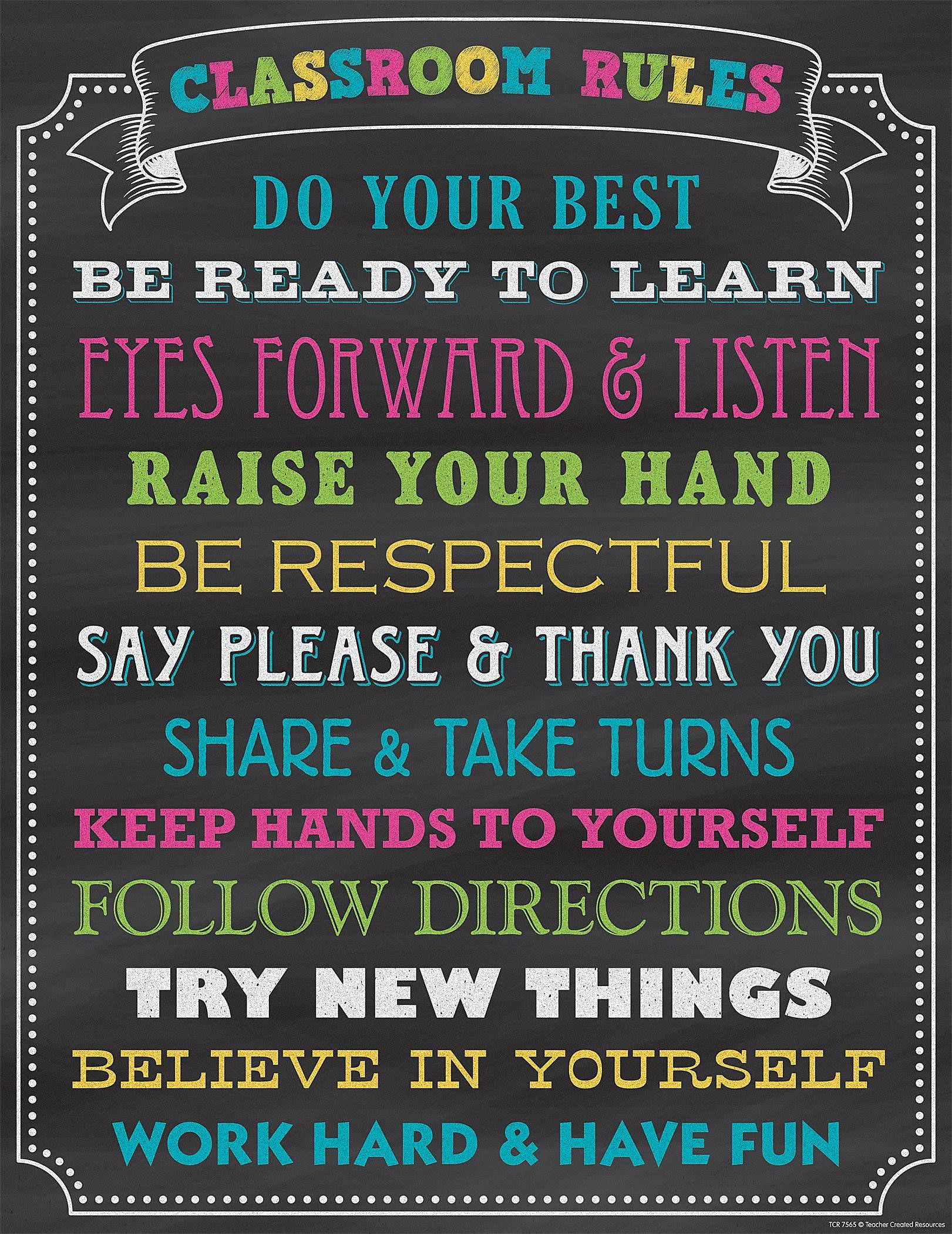 Chalkboard Brights Classroom Rules Chart