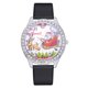 thumbnail image 1 of Regalo de reloj de cuarzo con correa de PU con pantalla analógica informal con patrón navideño lindo unisex (negro), 1 of 2