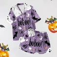 thumbnail image 5 of Halloween Pjs Women 2 Pcs Satin Pajamas For Women Halloween Printed Womens Shorts Pajama Set Button Up Lounge Sets For Women Womens Nighties, 5 of 6