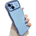 thumbnail image 4 of for iPhone 15 Case,Curly Wavy Grip Design Plated Love Heart Luxury Phone Case, Full Camera Lens Protection Fun Cute Side Small Pattern Electroplate Slim Soft Wave Case for iPhone 15, Blue, 4 of 14