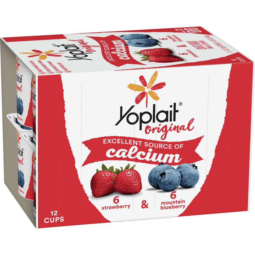 Yoplait Original Yogurt, Strawberry and Mountain Blueberry, 12 Cups