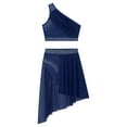 thumbnail image 3 of Doomiva Women's Lyrical Dance Dress Rhinestone Crop Top with Skirted Leotard Ballet Dance Outfit Navy Blue S, 3 of 6