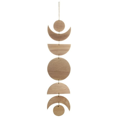 

ZENTREE Boho Moon Star Wood Chip Pendant Bohemian Wall Hanging Decoration Tassel Room Bedroom Craft Gift Christmas Ornament Gifts