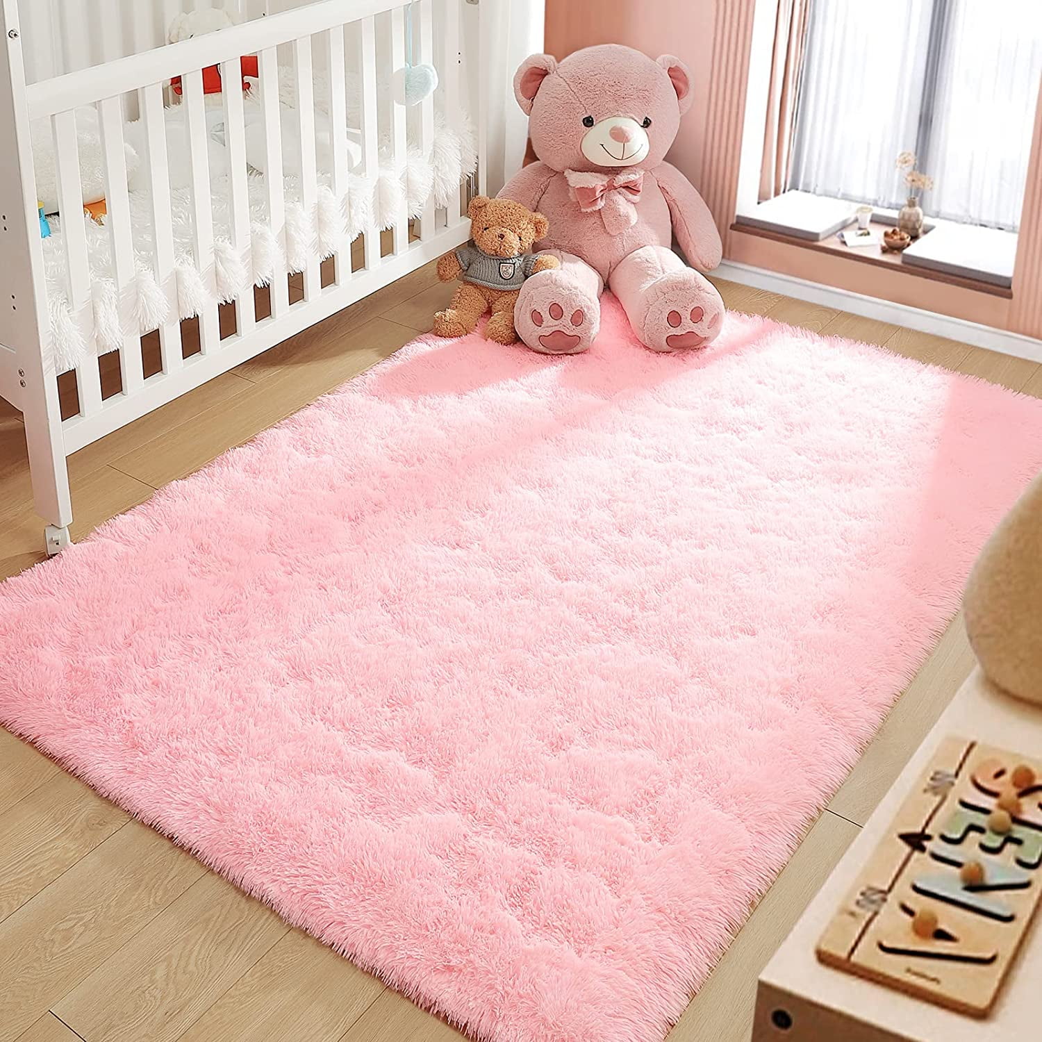 Arbosofe Pink Rug for Girls Bedroom,Fluffy Rectangle Rug 8'X10' for Kids  Room,Furry Carpet for Teen Girls Room,Shaggy Rug for Nursery Room,Fuzzy  Plush