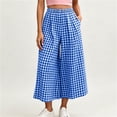 thumbnail image 2 of Horkkom Wide Leg Pants Woman Elastic Waist Plaid Pants Casual Loose Pleated Pants with Pockets M, 2 of 7