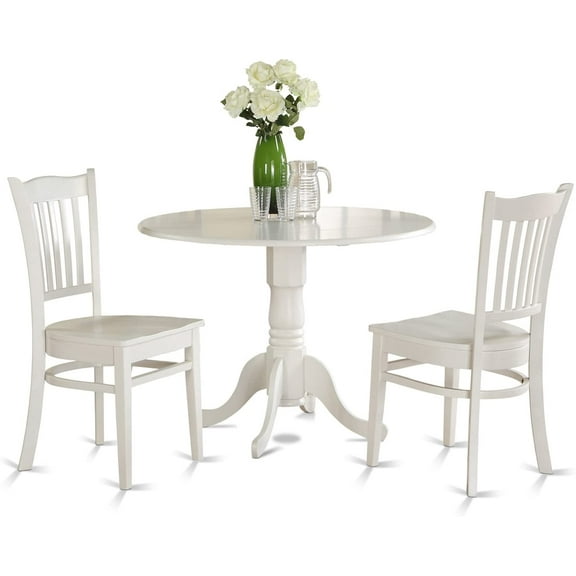 East West Furniture DLGR3-WHI-W 3 Piece Small Kitchen Table Set-Kitchen Table and 2 Kitchen Chairs