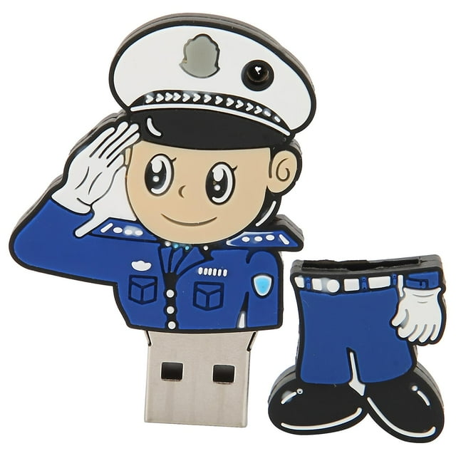 U Disk Cartoon Creative Flexible Plastic Portable for Windows 98/Me/2000/XP USB2.0 Police 128G