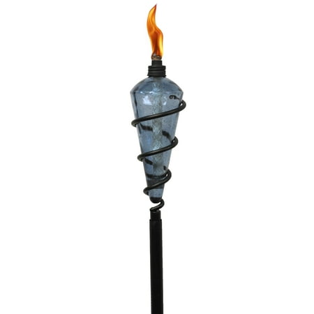 TIKI® Brand 64-inch Swirl Metal Torch with Blue Glass