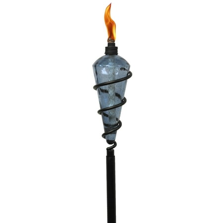 Blue Torch Fabrication - TIKI® Brand 64-inch Swirl Metal Torch with Blue Glass Head