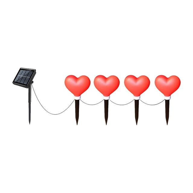 TIELUTT Lot de 4 Piquets Lumineux Solaires Rouges en Forme de Cœur pour la Saint-Valentin Lampe de Lecture à Pince Lampe de Lecture pour Lit pour Chambre Table de Nuit Lampe sur Pied Industrielle avec Étagères Lampe de Lecture à Pince Livre Jardin Solaire L