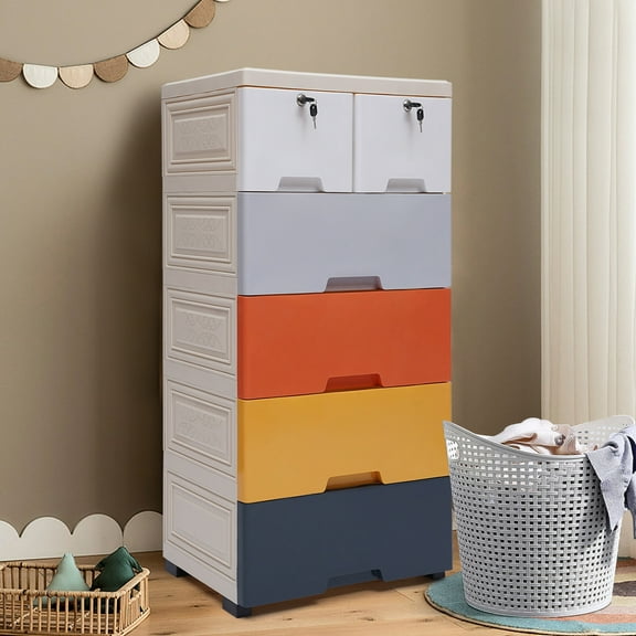 5 Drawers Dresser Clothes Storage Cabinet Bedroom Plastic Chest Closet Organizer For Storing Clothes