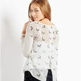 thumbnail image 2 of Aeropostale Womens Sheer Birds Graphic T-Shirt, Off-White, Juniors, Small, 2 of 3