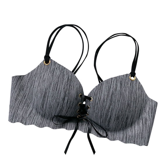 Nilvkv Demi Bras for Women, Wireless Bras for Women, Front Tie Back Hook Slit Strap Thin Breathable Comfort Wireless Everyday Bra Black 36BC