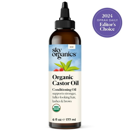 Sky Organics Organic Castor Oil to Condition for Hair, Lashes, and Brows, 6 fl oz