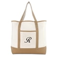 thumbnail image 2 of DALIX Women's Natural Tote Bag Shoulder Bags Brown With Monogram Letter R, 2 of 8