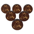 thumbnail image 1 of IBA Indianbeautifulart Brown Engraved Knobs Wooden Wardrobe Knobs Cabinet Drawer Pull 10 Pcs, 1 of 3