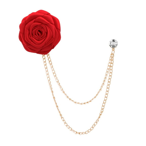 Bridegroom Wedding Brooches Cloth Art Rose Flower Lapel Pin Well-designed Badge Chain Chest Brooch Fashion Badge