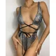 thumbnail image 1 of Bañador negro con estampado de piel de serpiente para mujer, traje de baño Sexy de una pieza con Espalda descubierta, Monokini Trikini, 2024, 1 of 5