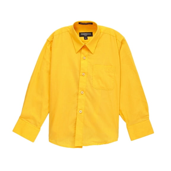 Premium Solid Cotton Blend Dark Yellow Dress Shirt~Dark Yellow / 4