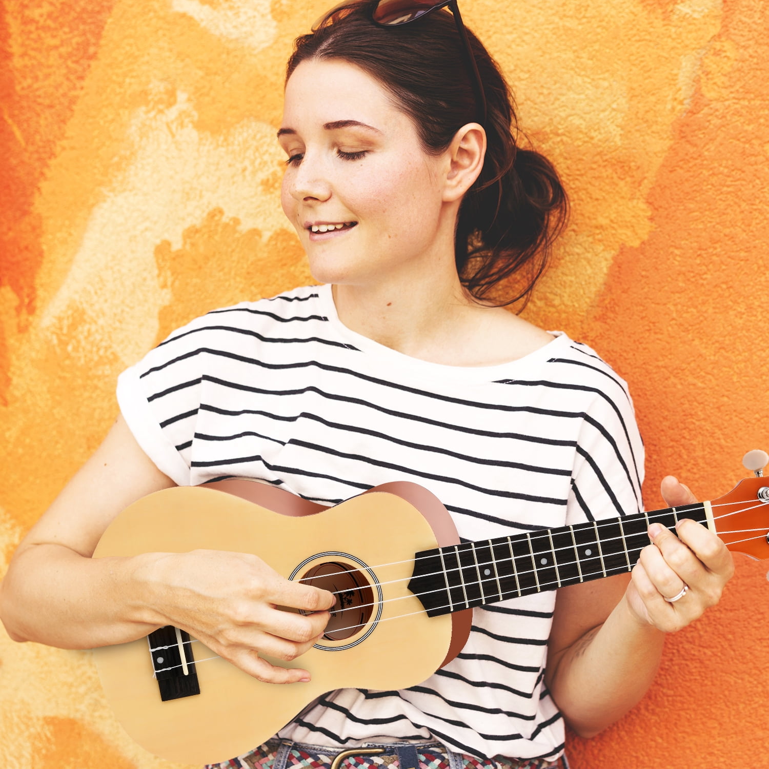 Donner Ukulele for Beginner Pro Adult 21 Inch Soprano Ukelele, Kid Gift, Rainbow Series-Natural Color DUS-10D