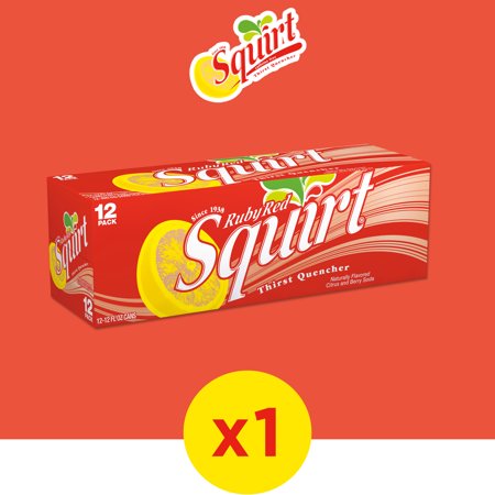 Squirt Ruby Red Grapefruit Soda Pop, 12 fl oz, 12 Pack Cans